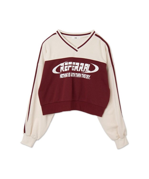 WEGO 切り替えショートスウェット ワイン