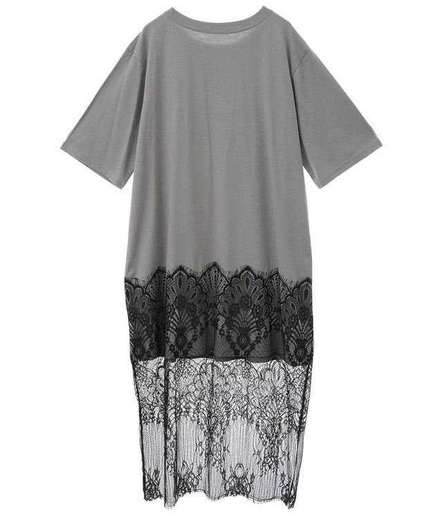 Green Parks 裾レースドッキングカットロゴチュニック Charcoal Gray