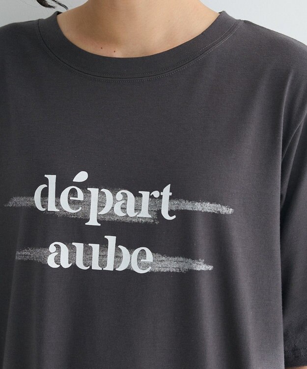 Green Parks 裾レースドッキングカットロゴチュニック Charcoal Gray