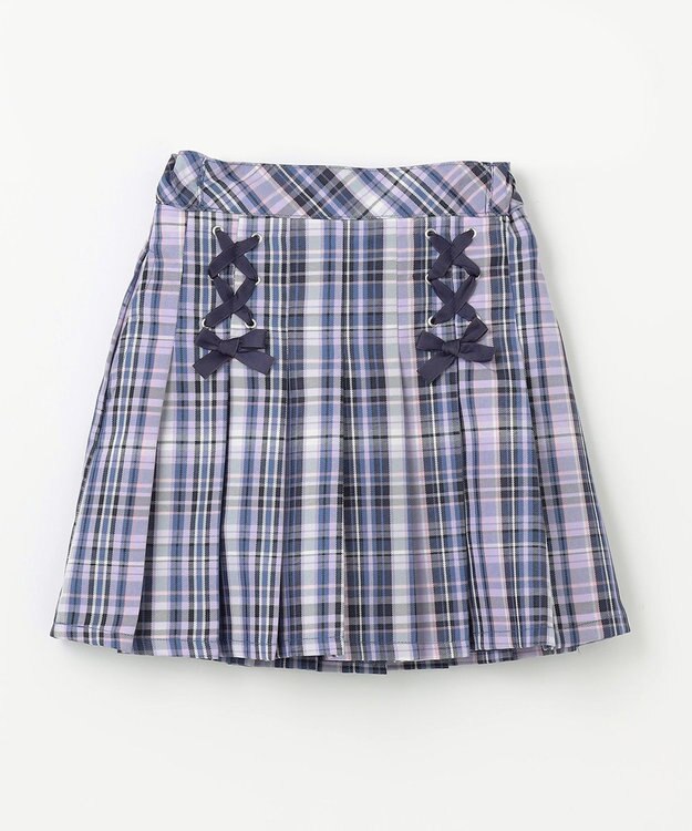 ANY KIDS チェック柄 ガーリー スカパン ブルー系