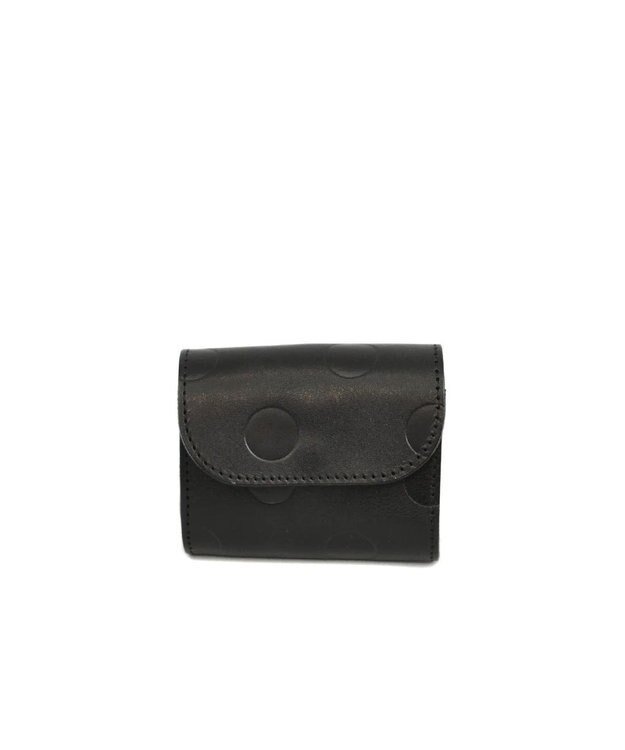 UNBILLION perche 姫路レザーかぶせミニウォレット ブラックドット