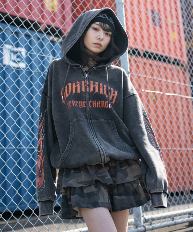 WEGO 【ユニセックス着用ITEM】ブリーチグラフィックZIPパーカー 柄1