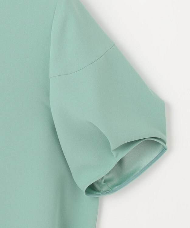 自由区 【SHIHOさんコラボ・洗える】バックサテンジョーゼット ブラウス フロスティグリーン