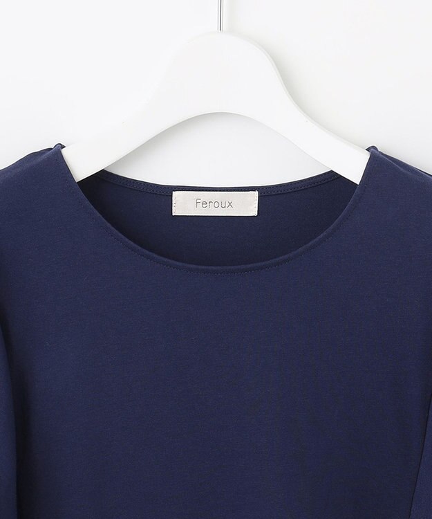 Feroux 【UVケア】バイカラーラッフルスリーブ Ｔシャツ ブルー系