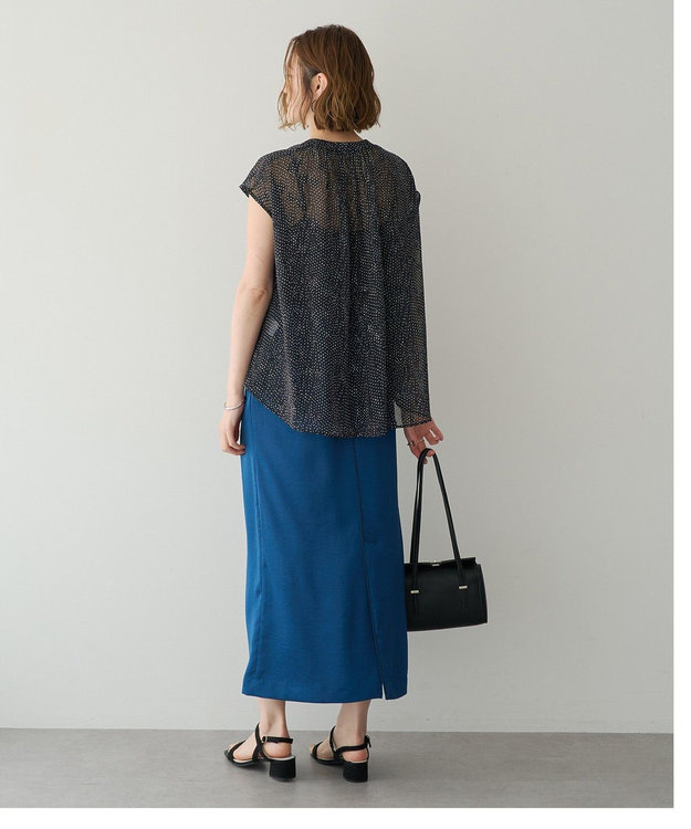 YECCA VECCA シアードット柄ブラウス Black