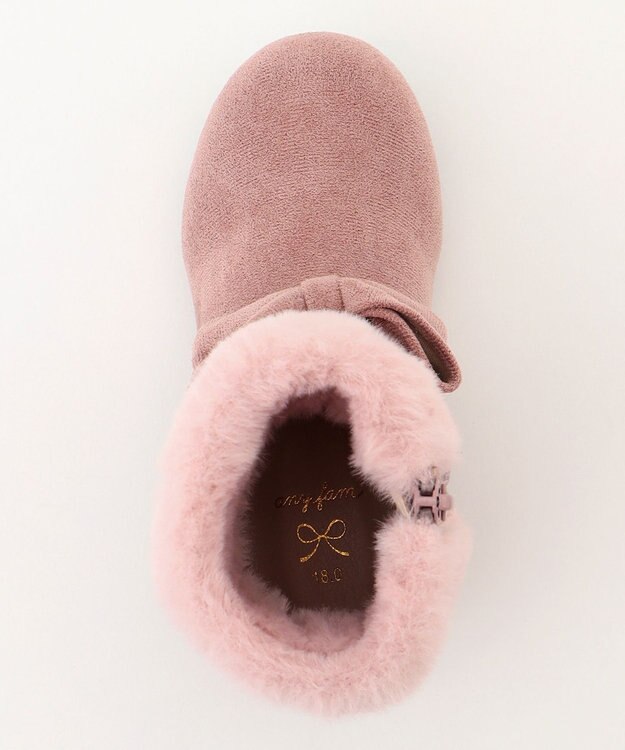 ANY KIDS フェイクファーリボンブーツ ピンクベージュ