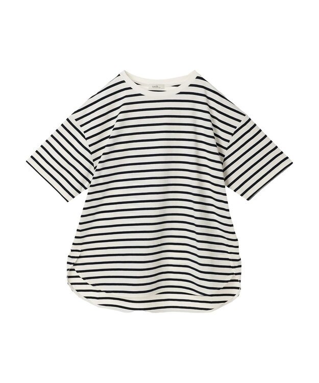 earth music&ecology ラウンドチュニックＴ Border Ivory