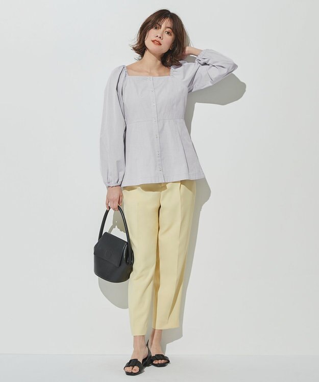 #Newans 【ANSWER for ほど甘トレンド】スクエアネックペプラムブラウス グレー系