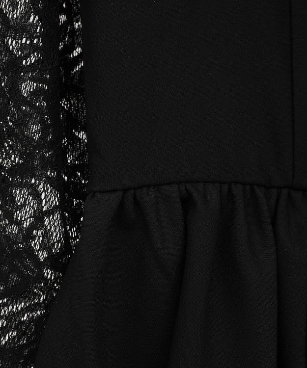 Green Parks コサージュ付レースペプラムロンパース Black