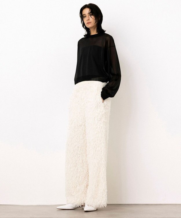 NAVE 【Nave・洗える】フェザーフリンジ イージーパンツ アイボリー系