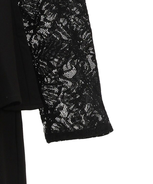 Green Parks コサージュ付レースペプラムロンパース Black