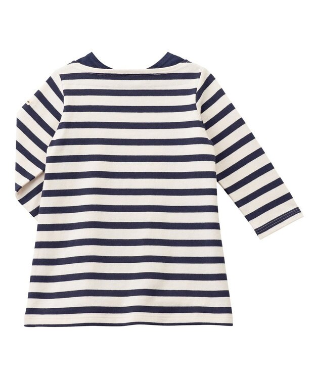 MIKI HOUSE HOT BISCUITS 【80-120cm】 ボーダー 長袖ワンピース 紺×白