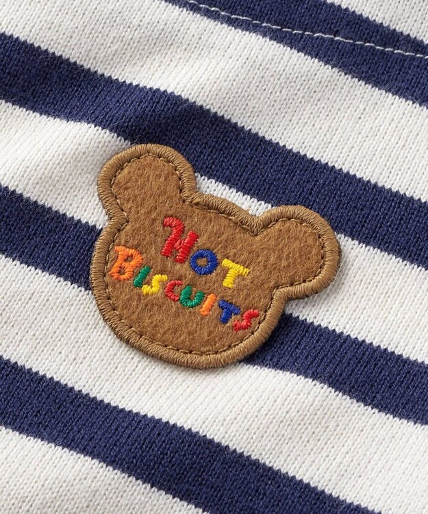 MIKI HOUSE HOT BISCUITS 【80-120cm】 ボーダー 長袖ワンピース 紺×白