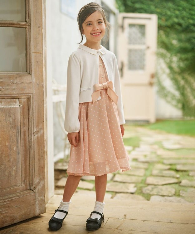 組曲 KIDS 【110-140cm】ラウンドカラー ニットジャケット オフホワイト系