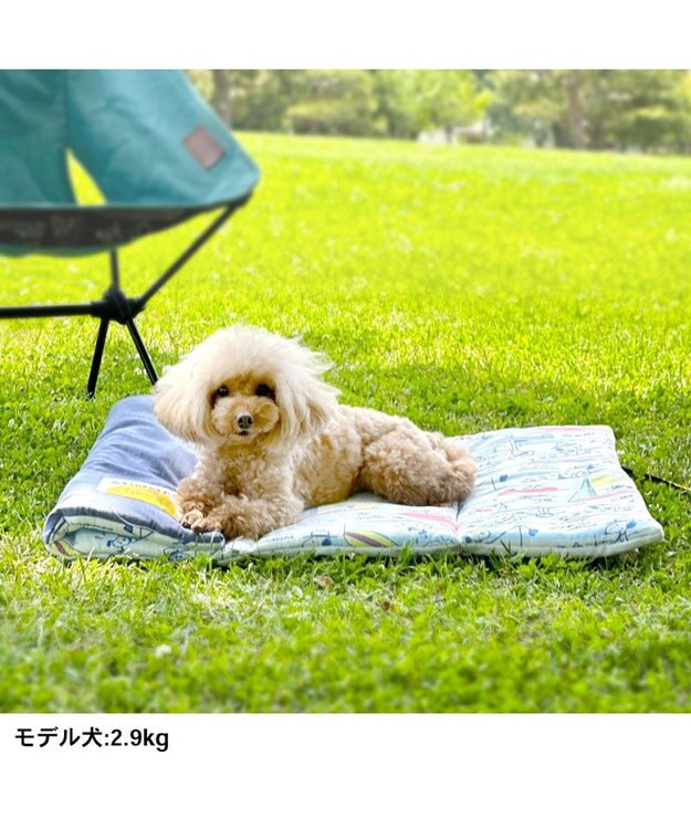 PET PARADISE スヌーピー 夏休み柄 クール ロールマット (90×45cm) 紺（ネイビー・インディゴ）