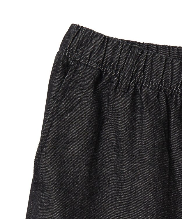 WEGO 【ユニセックス着用ITEM/ウエストゴム/SMLサイズ展開】デニムイージーストレートパンツ ブラック