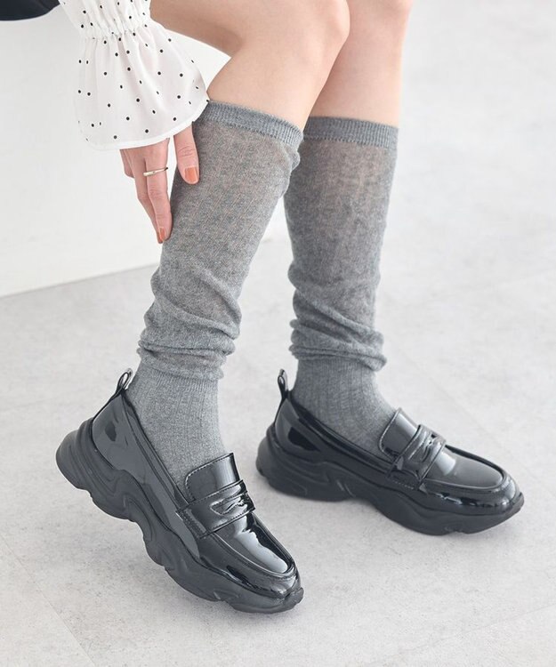 earth music&ecology 【軽量/厚底】スニーカーローファー Black