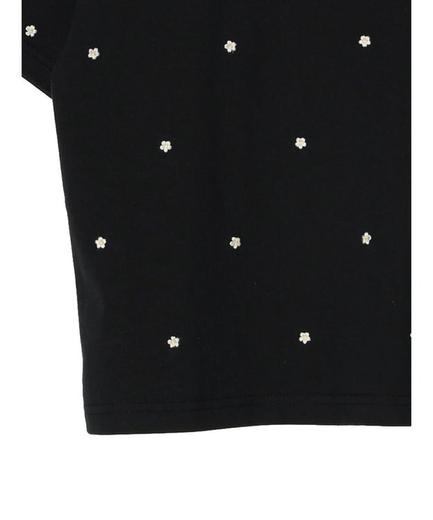 Green Parks ・Ｄｏｕｂｌｅ　Ｆｌａｇｓ　フラワー刺繍Ｔシャツ Black