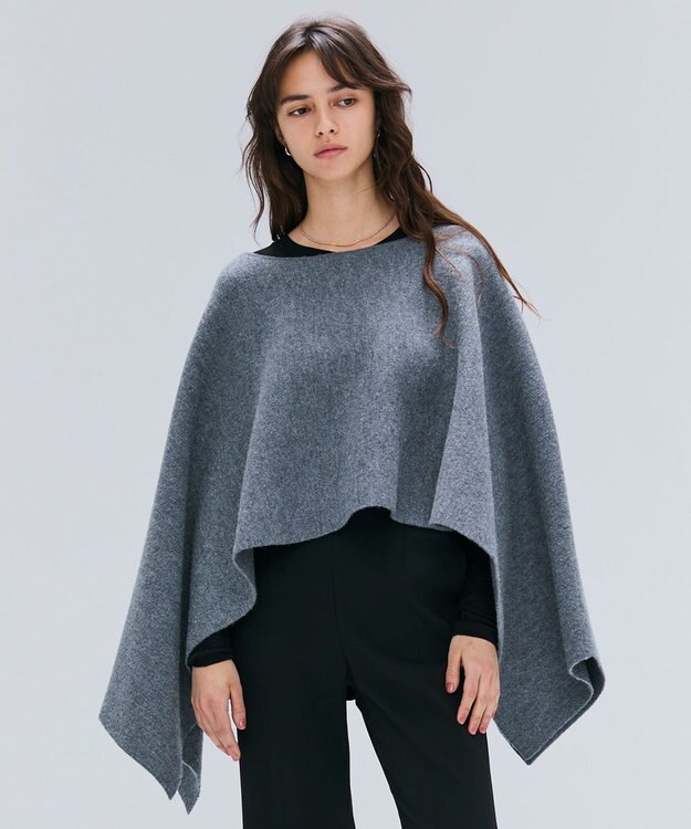 BEIGE， CHICORA / プルオーバーウールニットケープ Md.Gray