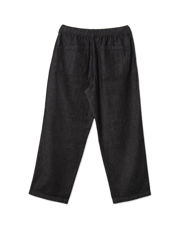 WEGO 【ユニセックス着用ITEM/ウエストゴム/SMLサイズ展開】デニムイージーストレートパンツ ブラック