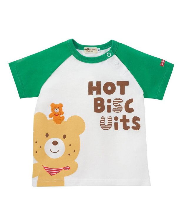 MIKI HOUSE HOT BISCUITS 【80-120cm】 キャラクター ラグラン半袖Tシャツ グリーン
