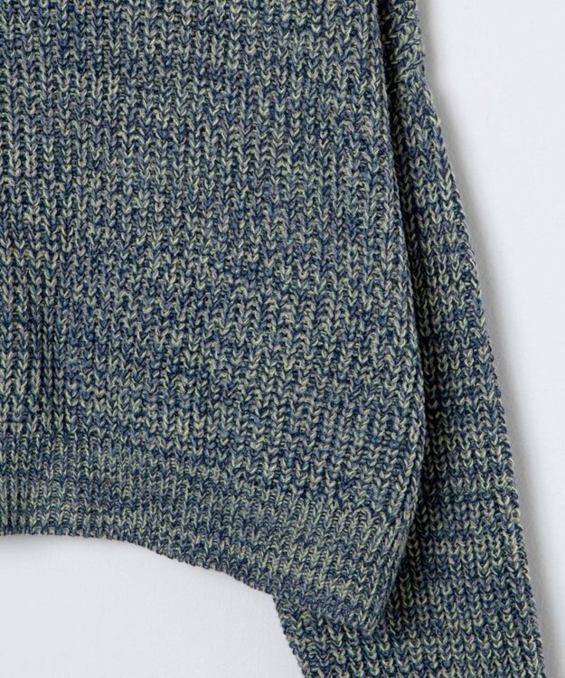 WEGO ミックスカーラーショートニット サックス