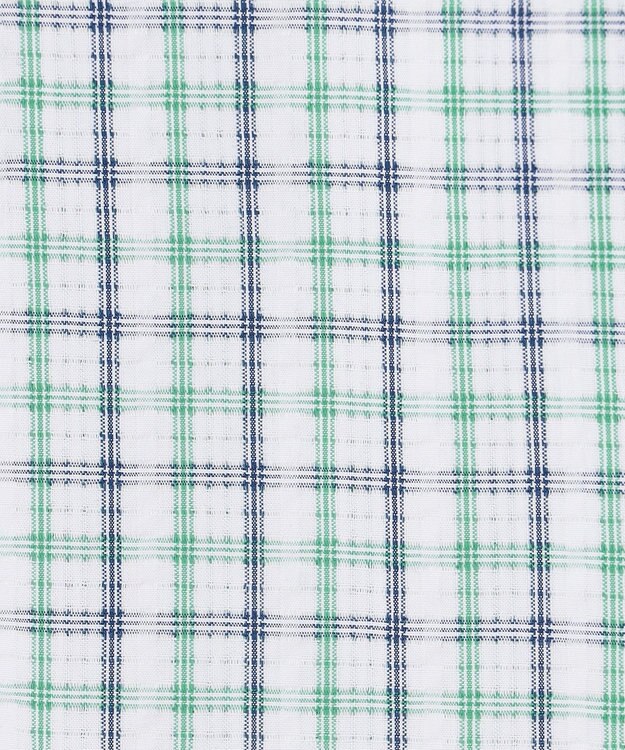 J.PRESS MEN 【KING SIZE 】【吸水速乾 / 接触冷感 / 高通気性】Aero Weave クールマックスサッカー チェック シャツ / B.D. グリーン系3
