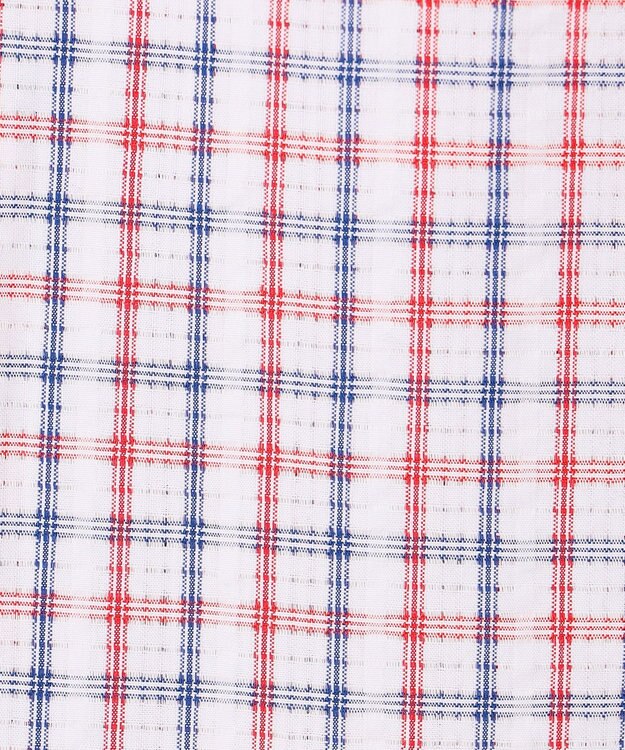J.PRESS MEN 【KING SIZE 】【吸水速乾 / 接触冷感 / 高通気性】Aero Weave クールマックスサッカー チェック シャツ / B.D. レッド系3