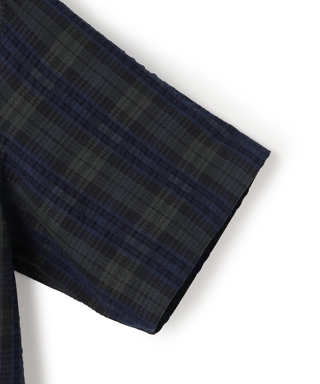 J.PRESS MEN 【KING SIZE 】【吸水速乾 / 接触冷感 / 高通気性】Aero Weave クールマックスサッカー チェック シャツ / B.D. ネイビー系3