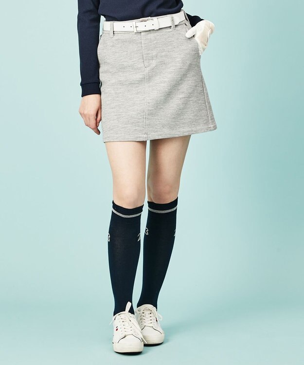 23区GOLF 【WOMEN】【手洗い可】クロスサーモツイル 台形 スカート ライトグレー系