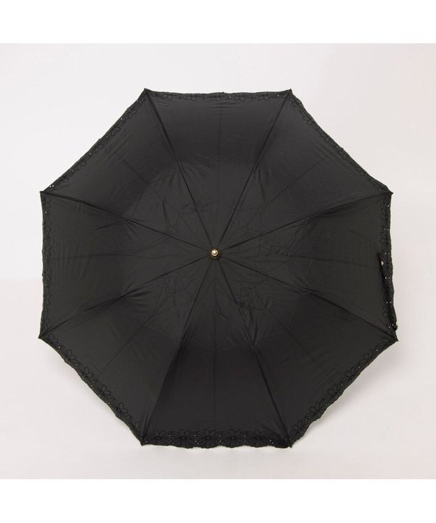 UNBILLION カシュネ cachenez / PUフラワーボーラー刺繍トップレス2段折りたたみ傘 ブラック