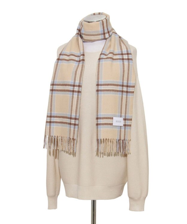 MOONBAT MACKINTOSH PHILOSOPHY(マッキントッシュ フィロソフィー）カシミヤ100％ クラシカルチェックマフラー ベージュ