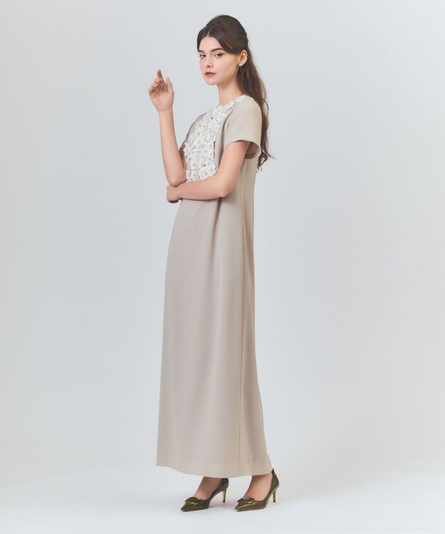 GRACE CONTINENTAL コサージュビジュードレス ベージュ