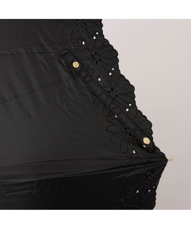 UNBILLION カシュネ cachenez / PUフラワーボーラー刺繍トップレス2段折りたたみ傘 ブラック