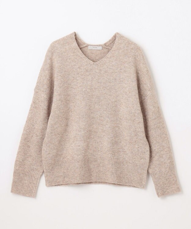 ANY シャイニースパンコールVネックニット ベージュ