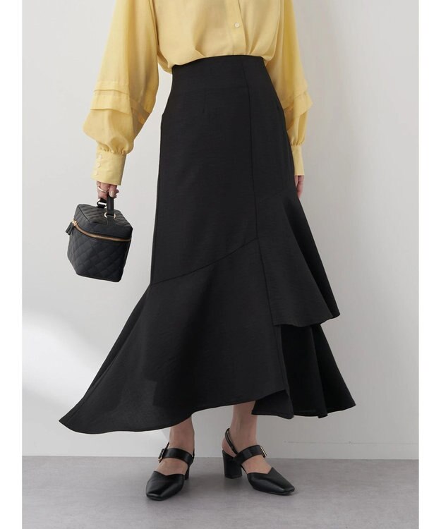 earth music&ecology アシンメトリーイレヘムスカート Black