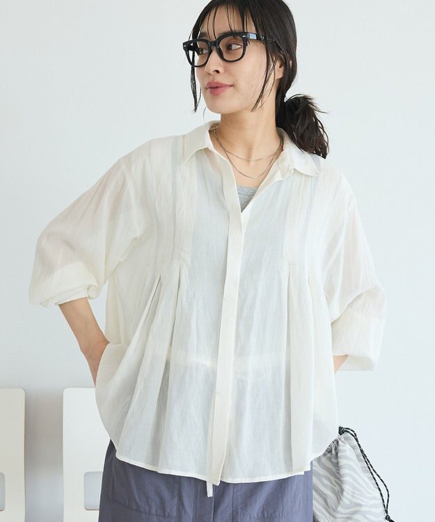 CRAFT STANDARD BOUTIQUE ヴィンテージボイルタックフレアシャツ Off White