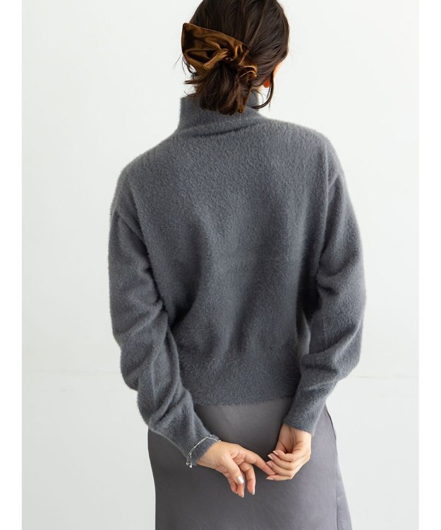 Te chichi 【宮本茉由着用】ハイネックフェザーニット チャコールグレー
