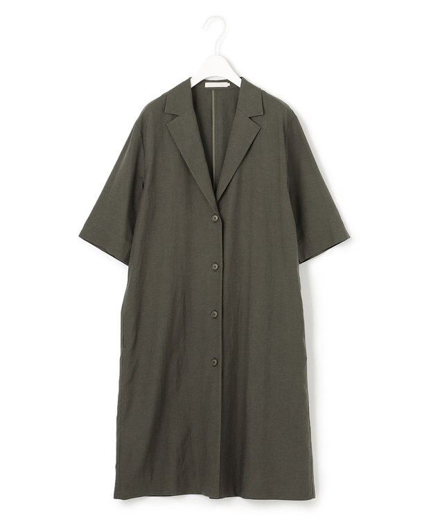 ICB 【洗える】 Unleash  半袖ロングジャケット ダークカーキ系