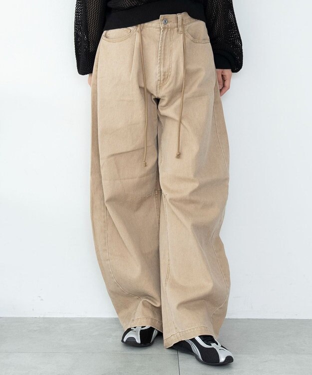 WEGO ワイドカーブスウィッチングパンツ ベージュ