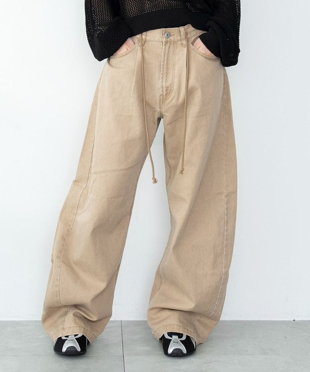 WEGO ワイドカーブスウィッチングパンツ ベージュ