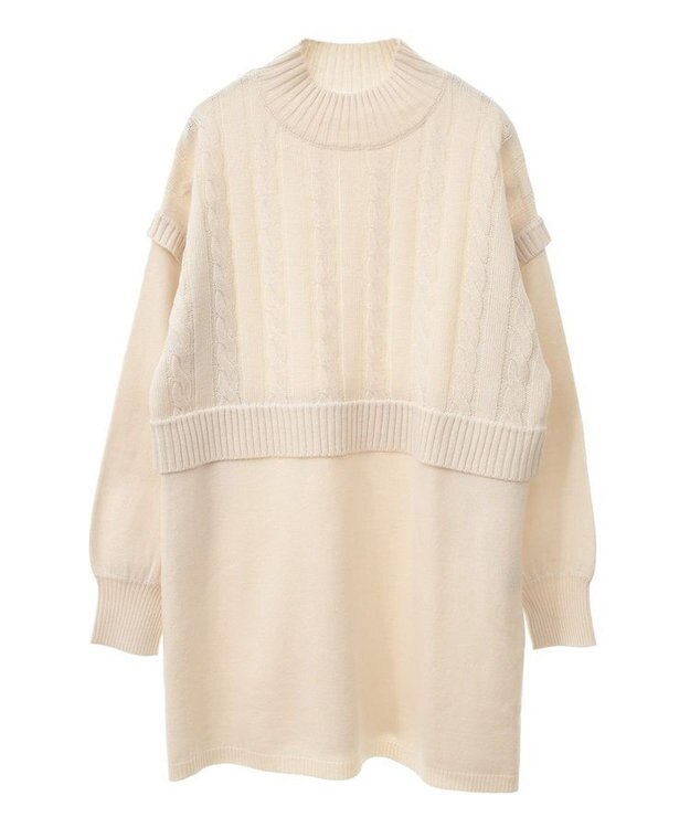 Green Parks ケーブルドッキングニットチュニック Ivory