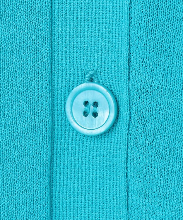 UNFILO シアーフォルムニット キーネックカーディガン ターコイズ