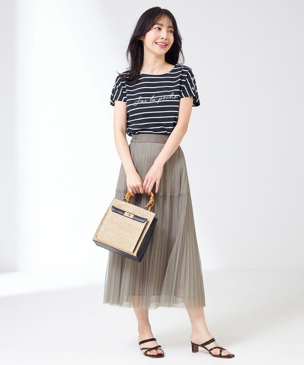 ANY SIS 【美人百花7月号掲載】プリーツチュールティアード スカート グレージュ