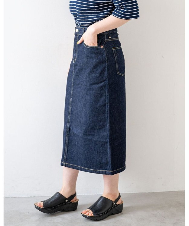 caqu FS 3/4丈 デニムスカートⅡ rinse