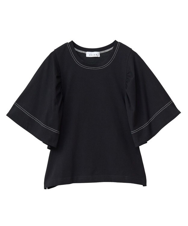 Green Parks ■ＥＳＣＡＲ　バイカラーｓｔフレアスリーブＴＥＥ Black