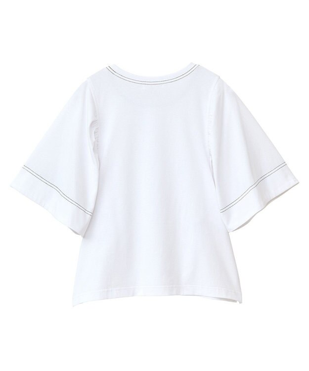 Green Parks ■ＥＳＣＡＲ　バイカラーｓｔフレアスリーブＴＥＥ Off White