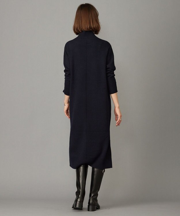 ICB 【WEB限定カラーあり・洗える】 ソフトカシミヤミックス ハイネックワンピース ネイビー系