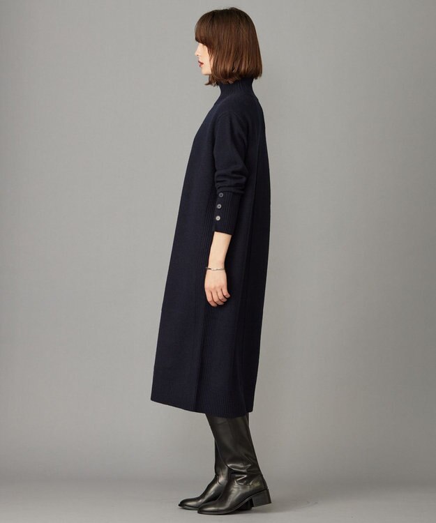 ICB 【WEB限定カラーあり・洗える】 ソフトカシミヤミックス ハイネックワンピース ネイビー系