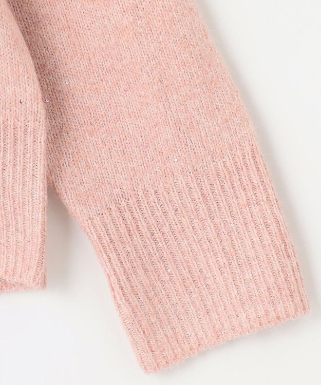 ANY シャイニースパンコールVネックニット ピンク